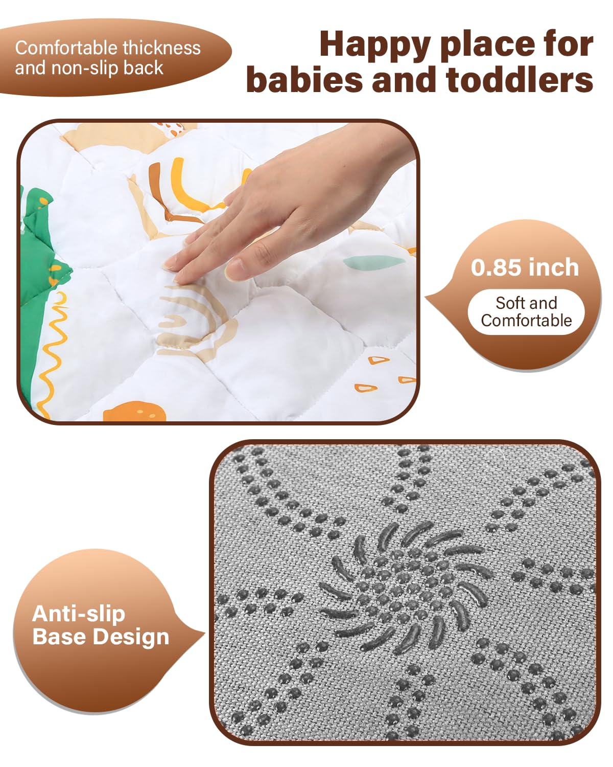 Baby Play Mat 50"x50", Non-Slip Baby Mat for Floor, Soft Thicker Playpen Mat, Portable Playmat, Crawling Mat for Babies, Toddlers & Infants to Play and Learn（Animal）