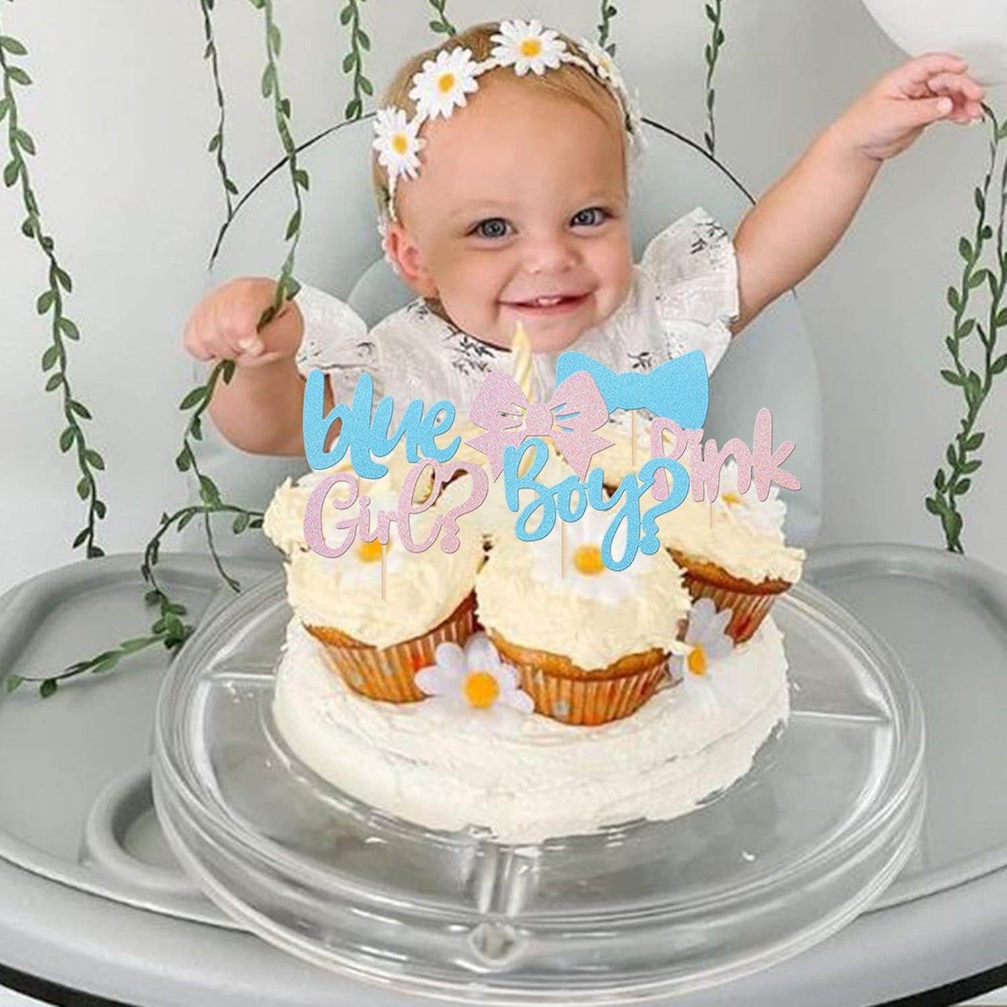 Rsstarxi 36 Pack Boy or Girl Cupcake Toppers Pink or Blue Glitter Bow Tie Gender Reveal Cupcake Picks for He or She Gender Reveal Theme Baby Shower Kids Birthday Party Cake Decorations Supplies
