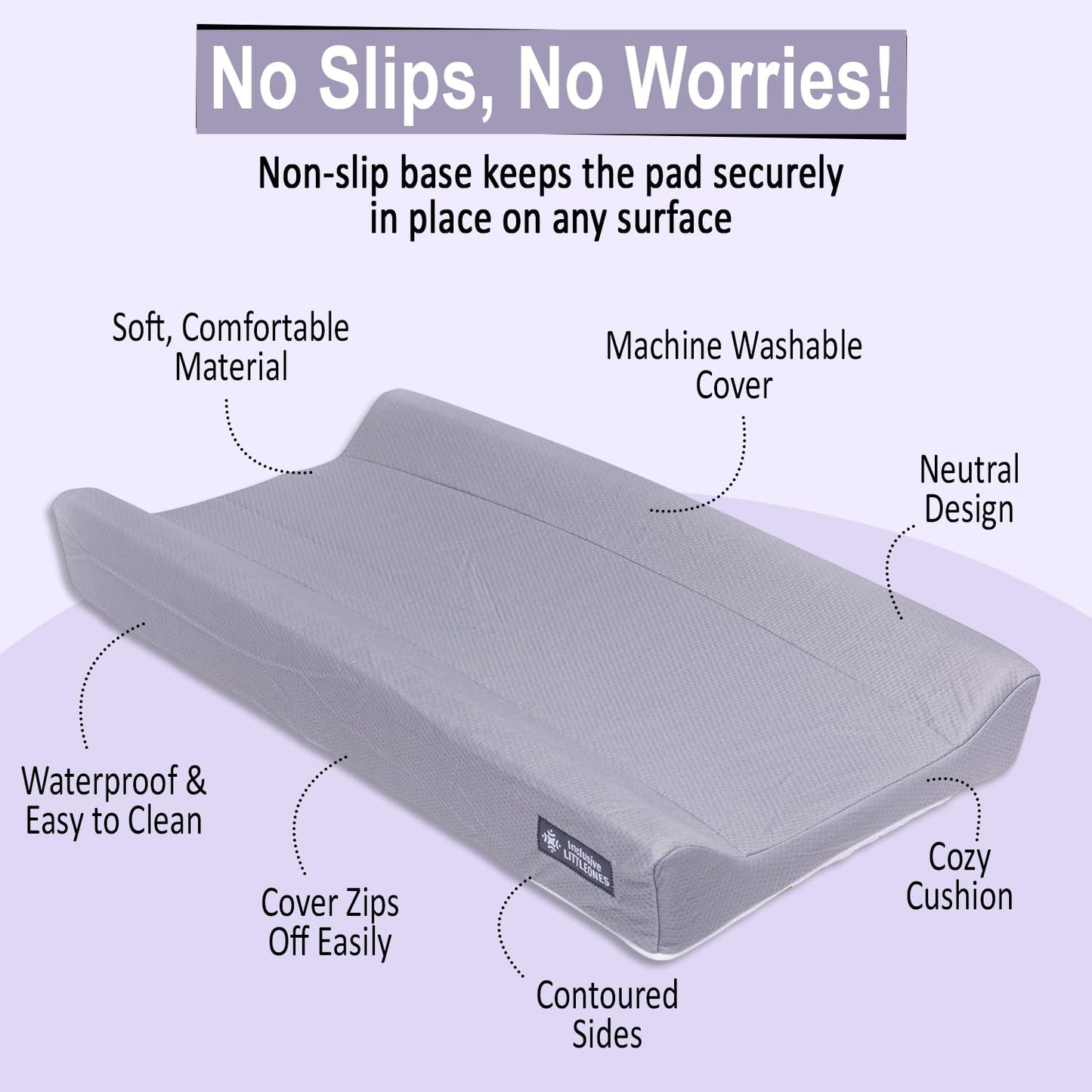 Baby Diaper Changing Pad Soft, Waterproof Changing Pad, Non-Slip Bottom, Safety Straps & Ergonomic Contoured Design - Wipeable Changing Pad Cover Standard Size (31.5"x16") Changing Tables & Dressers