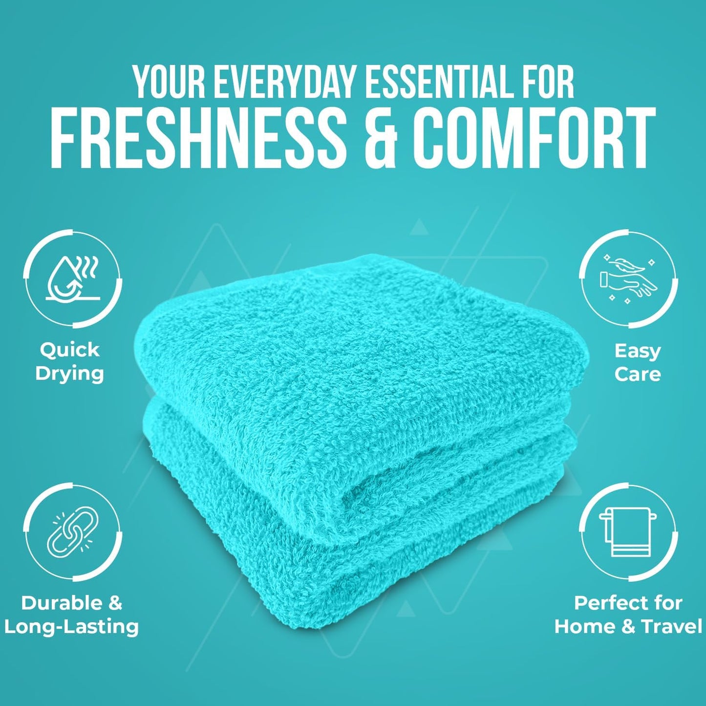 DAN RIVER 100% Cotton Wash Cloths 24 Pack [12x12] Soft & Absorbent Bath washcloths, Gym, Hotels & Spa Perfect for Everyday Use Fingertip Towels, Turquoise