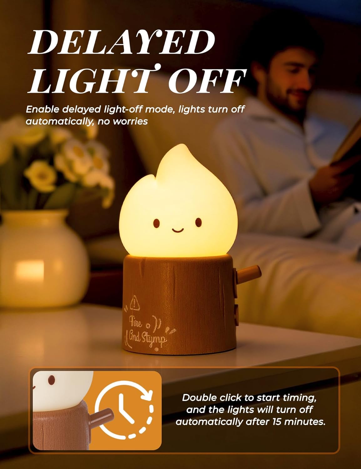 Torch Night Light with Sound Machine for Baby, 2 Modes Candlelight & Night Lamp, Sleep Aid White Noise Soother, Dimmable Warm Night Light for Baby Nursery, Toddler Kids Bedroom
