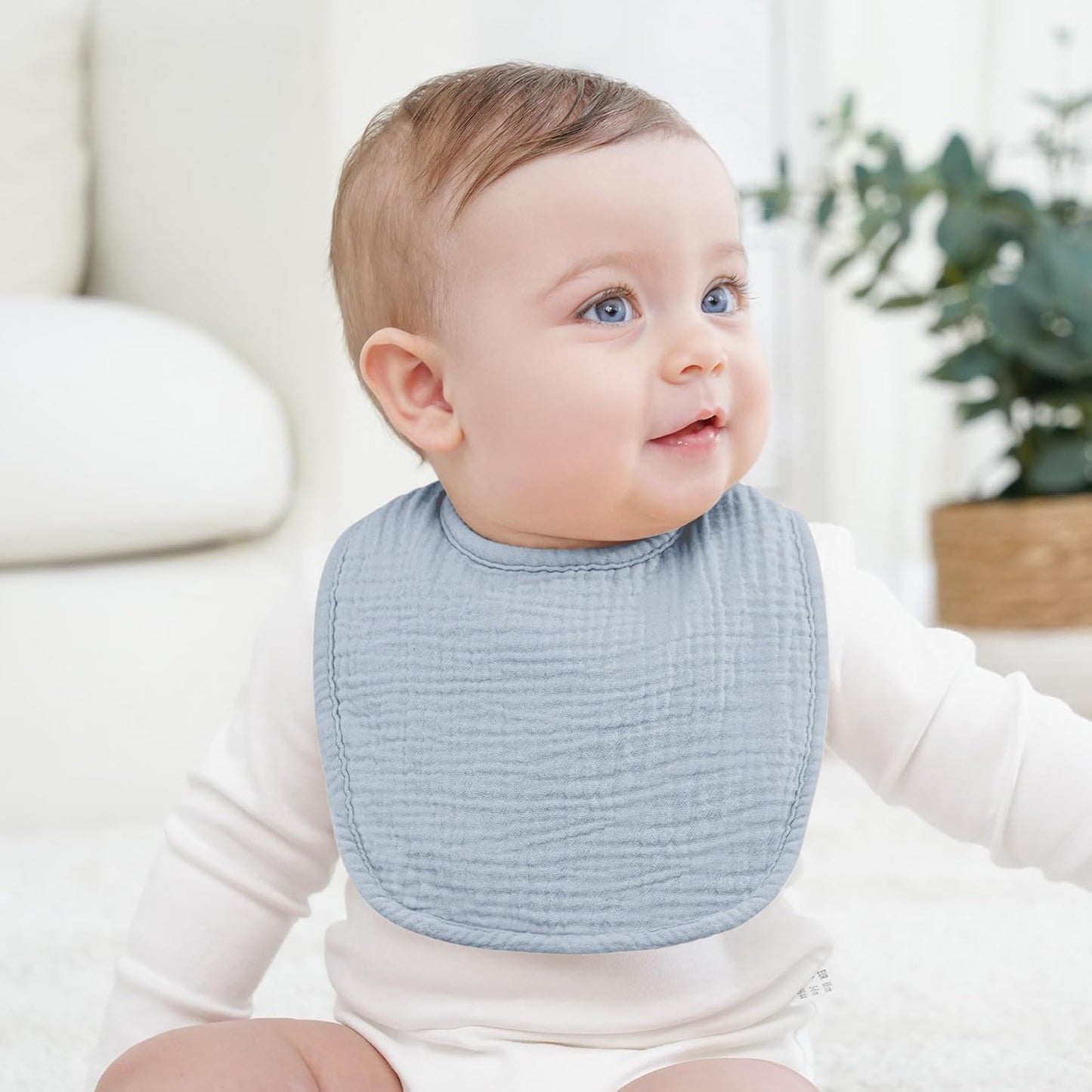 Bearmoss Muslin Baby Drooling Bibs 8 Pack, 100% Cotton Square Adjustable Bandana Bibs Gift for Baby Girls Boys Teething Drool