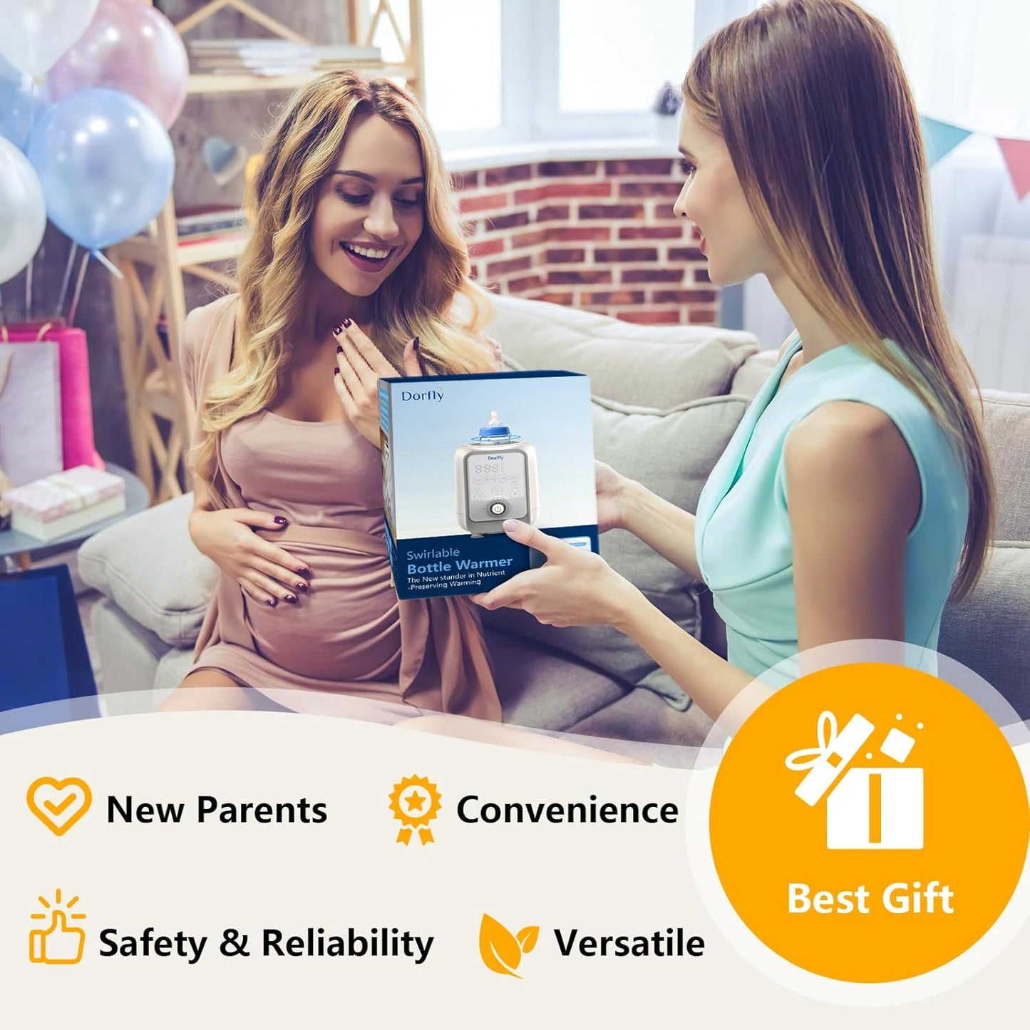 Swirlable Baby Bottle Warmer 3 Mins Fast Bottle Warmer 9 in 1 Bottle Warmer for Breastmilk & Formula Accurate Tempertature Control Milk Warmer for Baby with Night Light for Bedroom