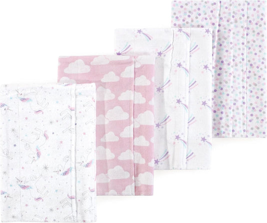 Luvable Friends Hudson Baby Flannel Burp Cloths 4pk, Dreamy Unicorn
