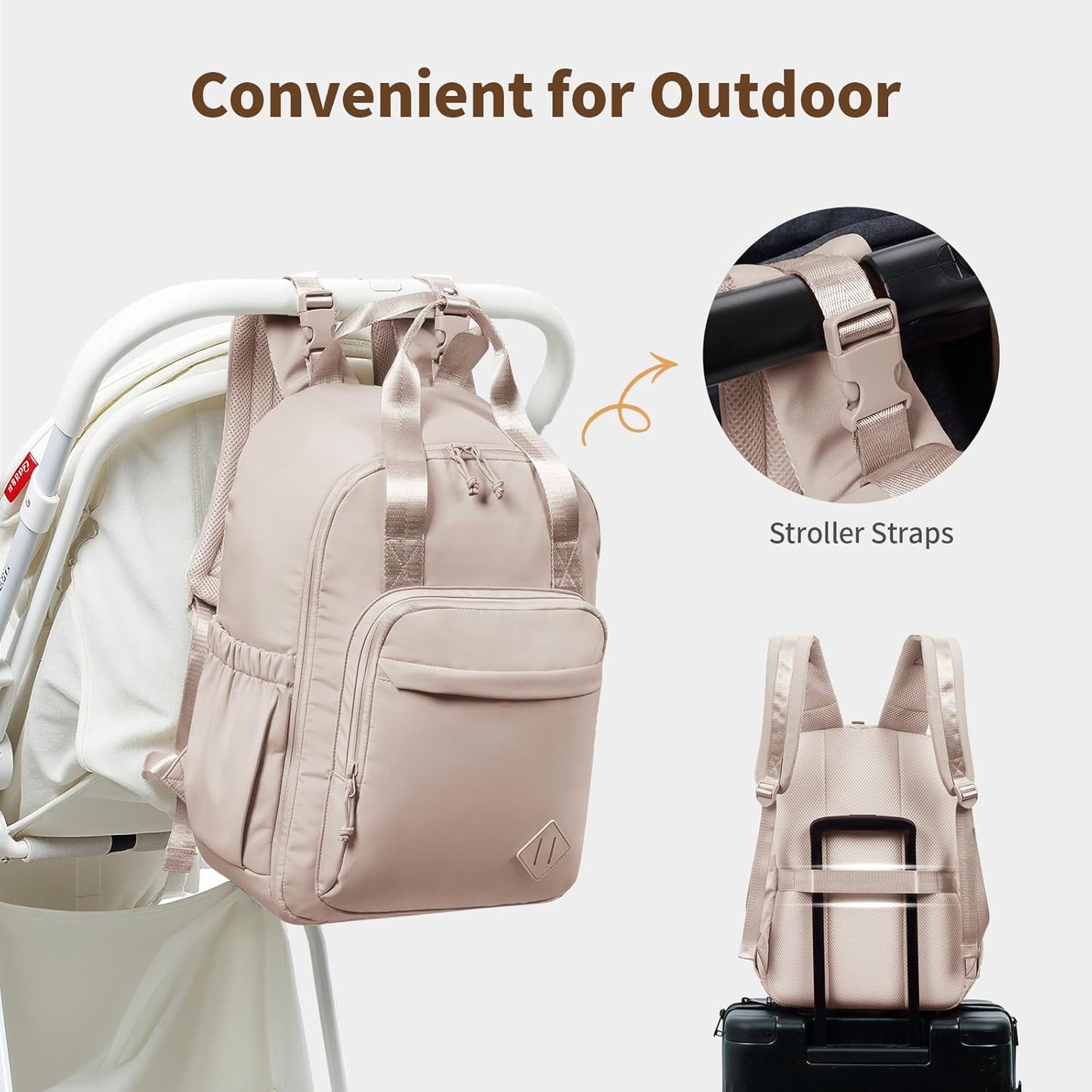 CEI-CEI Diaper Bag Backpack Large Baby Diaper Bag Water-resistant Travel Diaper Backpack for Boys Girls Newborn with Insulated Pockets, Changing Pad, Stroller Straps