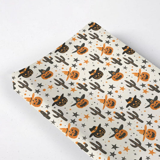 Western Halloween Pumpkins Cactus Hats Stars Baby Changing Pad Cover, Unisex Fall Winter Holiday Nursery Diaper Changing Table Pad Mat Sheet for Boys Girls-16x32