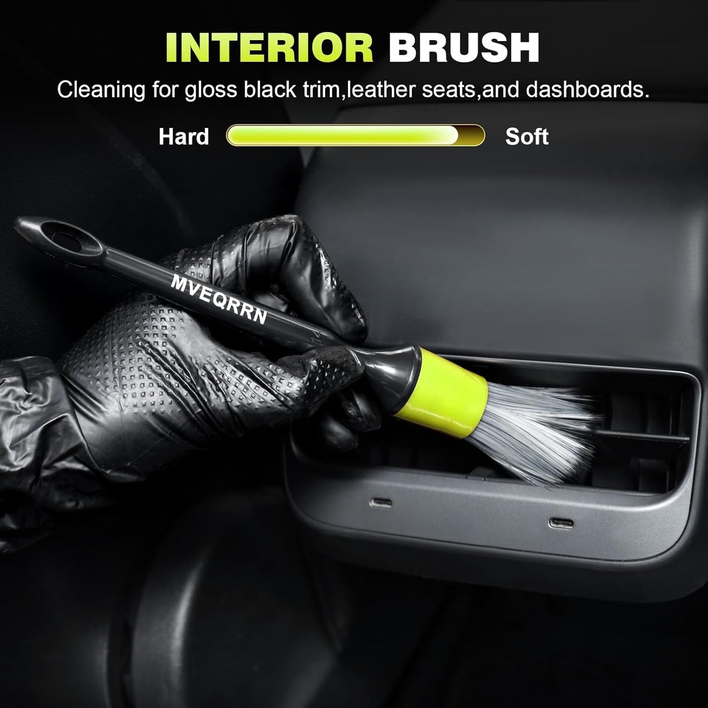 7PCS Car Detailing Brush Set,Boars Hair Car Cleaning Detail Brush kit,Ultra Soft No Scratch Car Dust Brush,Car Interior Detailing Brushes Kit,Detail Brushes Car Detailing for Interior Exterior(Green)