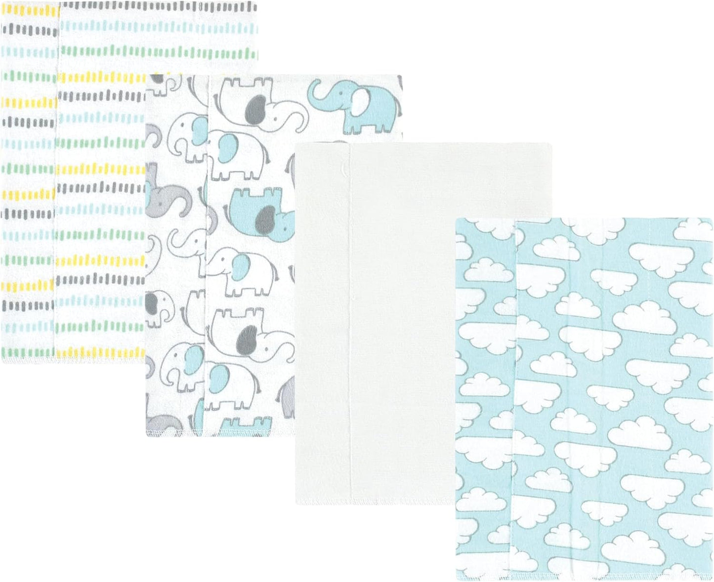 Luvable Friends Hudson Baby Flannel Burp Cloths 4pk, New Elephant