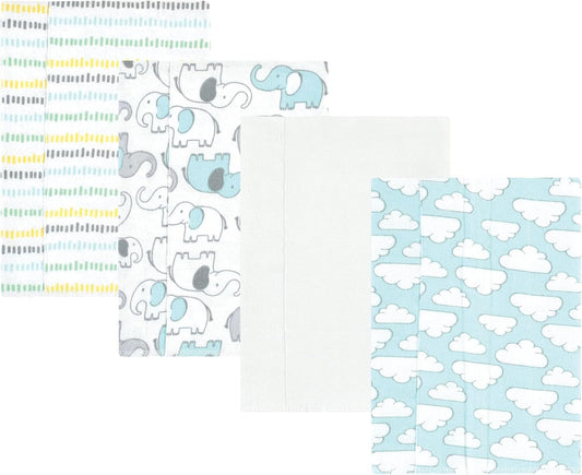Luvable Friends Hudson Baby Flannel Burp Cloths 4pk, New Elephant