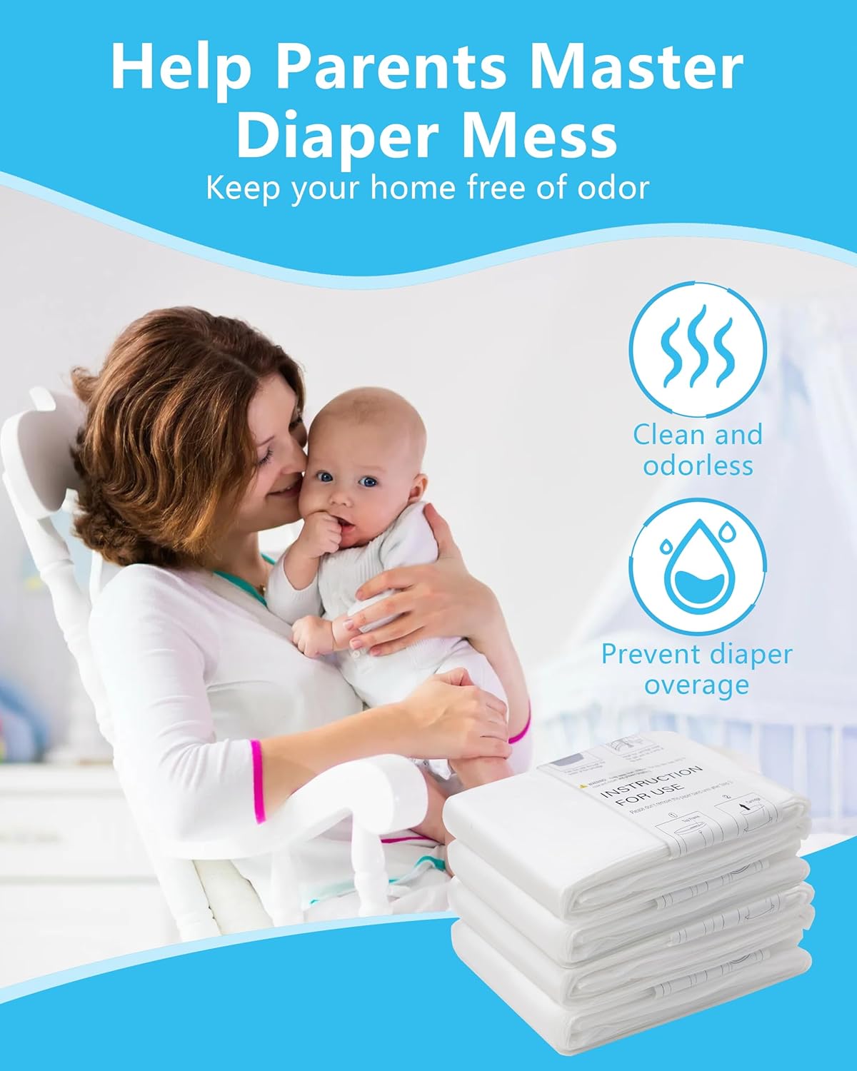 HIDALIFE Refills Compatible with Dekor Plus Diaper Pails, Disposable Diaper Trash Bags, Extra Thick Diaper Pail Refill Liners, Hold Up to 4640 Diapers (8 Pack)