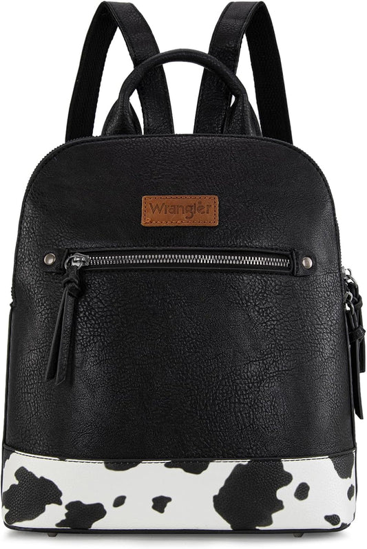 Montana West Wrangler Backpack Purse for Women Medium Ladies' Bookbag Travel Work Daypacks Bags Cow Print