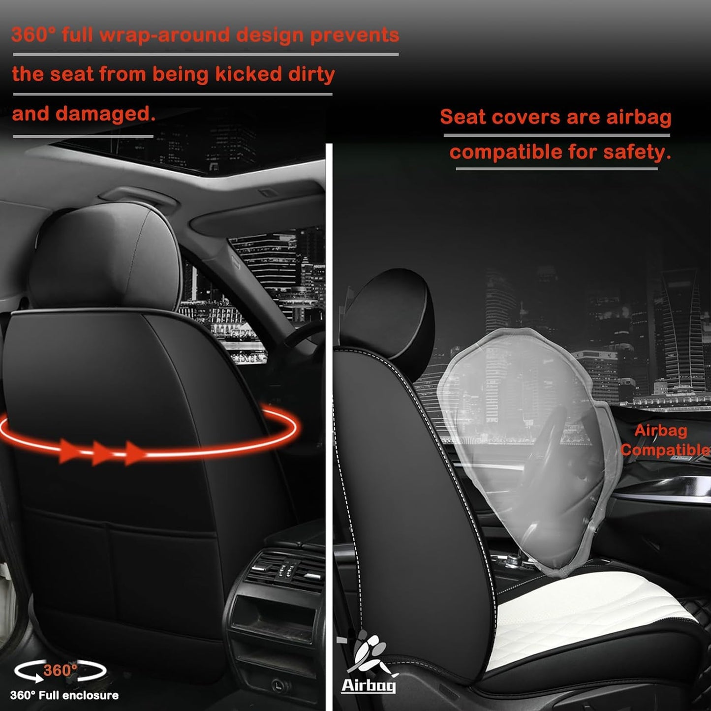 Car Seat Covers for Chevy Impala Limited 2014-2016 napa Leather Seat Covers, Waterproof Non-Slip Car Seat Protectors, Comfortable Seat Cover Adaptive Airbags（Black, 2 PCS Front）