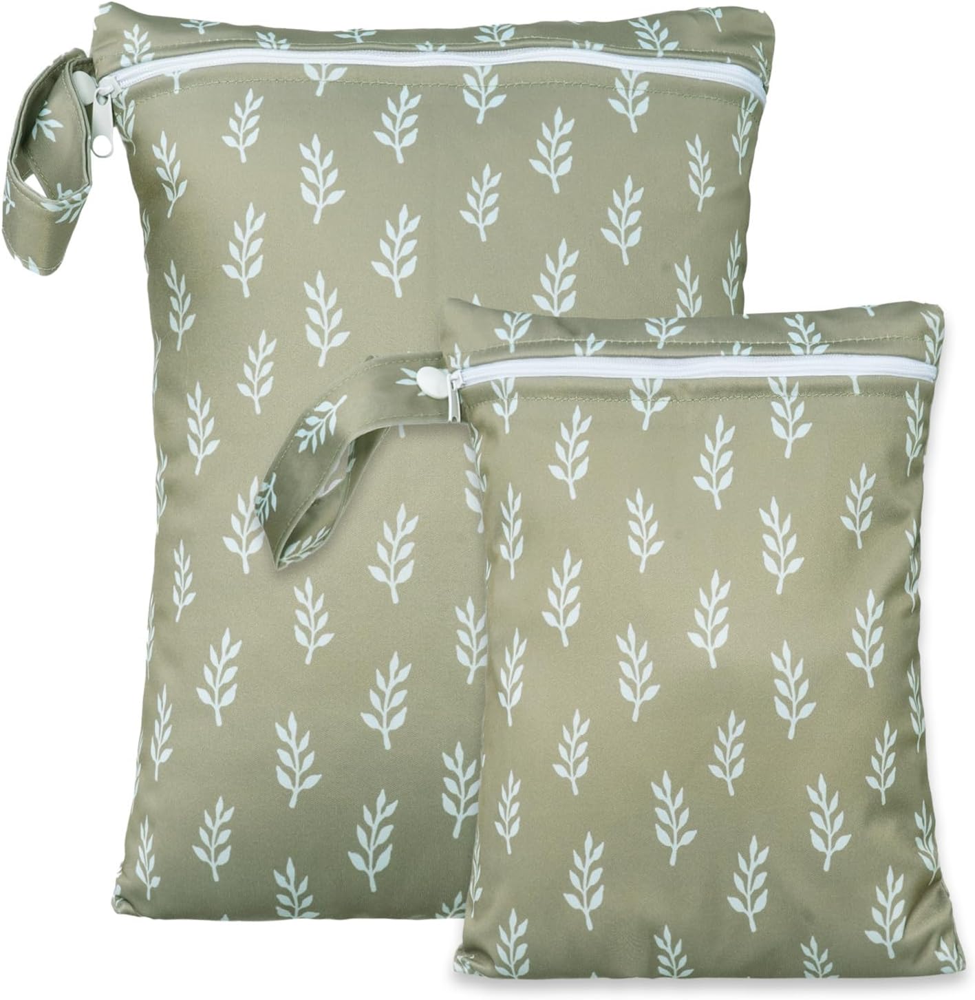 2 Sizes Wet Bags, Waterproof Storage Bag for Baby Diapers and Pump Parts, Reusable Diaper Bag with Zippered Pockets and Handle, Travel Bags, Beach, Pool, Gym Bag for Swimsuits & Wet Clothes, Set of 2