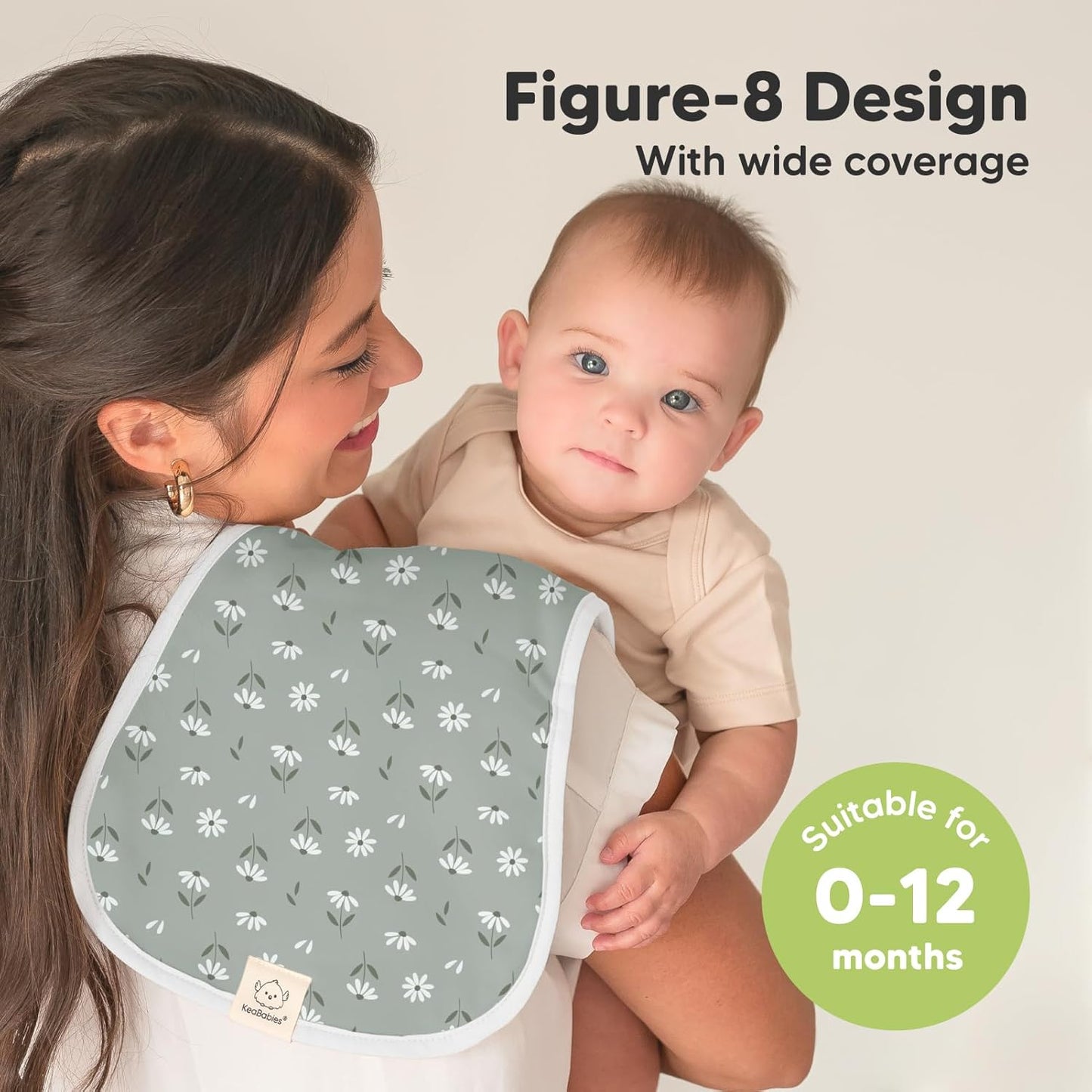 Organic Burp Cloths Baby Boy & Girl - 5-Pack Super Absorbent Cotton Burping Cloths for Babies, Soft & Plush Newborn Spit Up Rags, Infant Towels for Milk Spit Up, Unisex, Large 21" x 10" (Fleur)