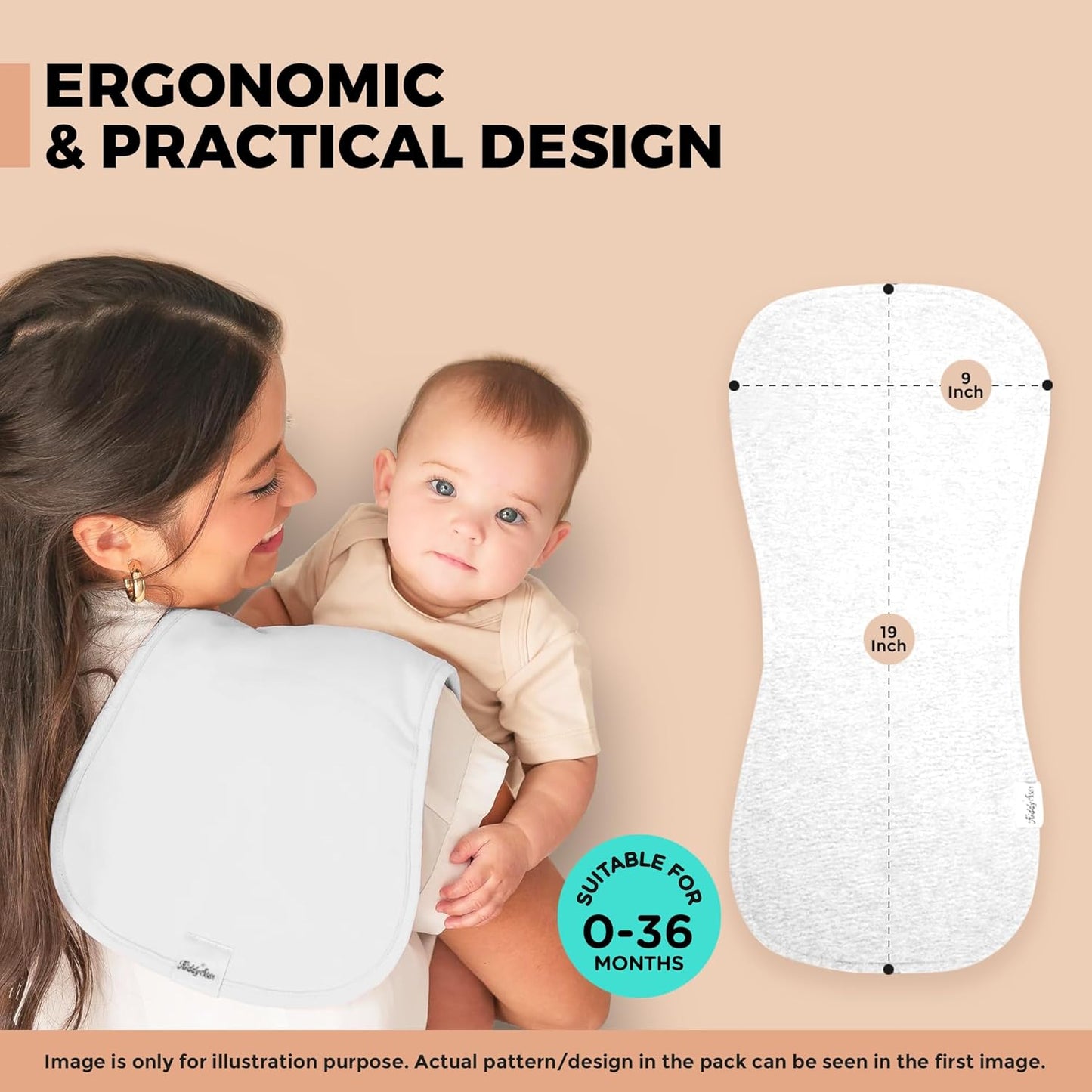 5-Pack Organic Cotton Burp Cloths – Large, Ultra-Soft 3-Layer Towels for Burping, Shoulder & Hand Use, Highly Absorbent