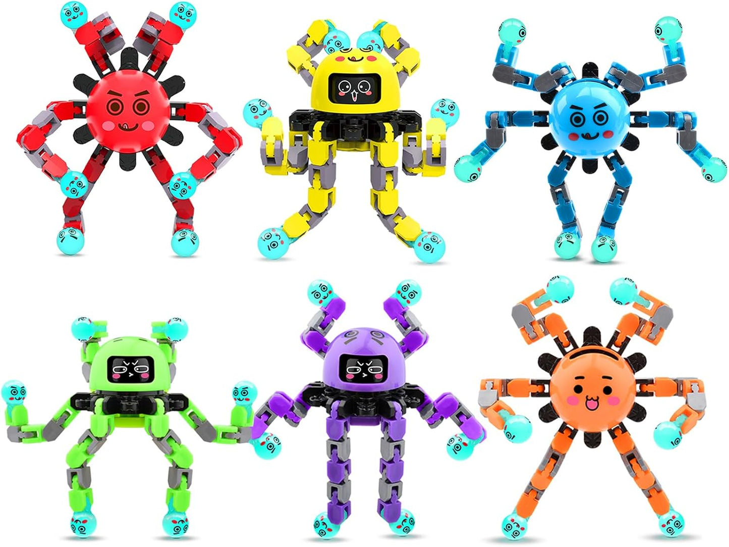 Transformable Fidget Spinner Toys for Kids and Adults,6 PCS Finger Sensory Toy for Boys Girls Autism ADHD Relief,Gifts for Chrismas Birthdays Party Favors for Teens Travel Stocking Stuffers