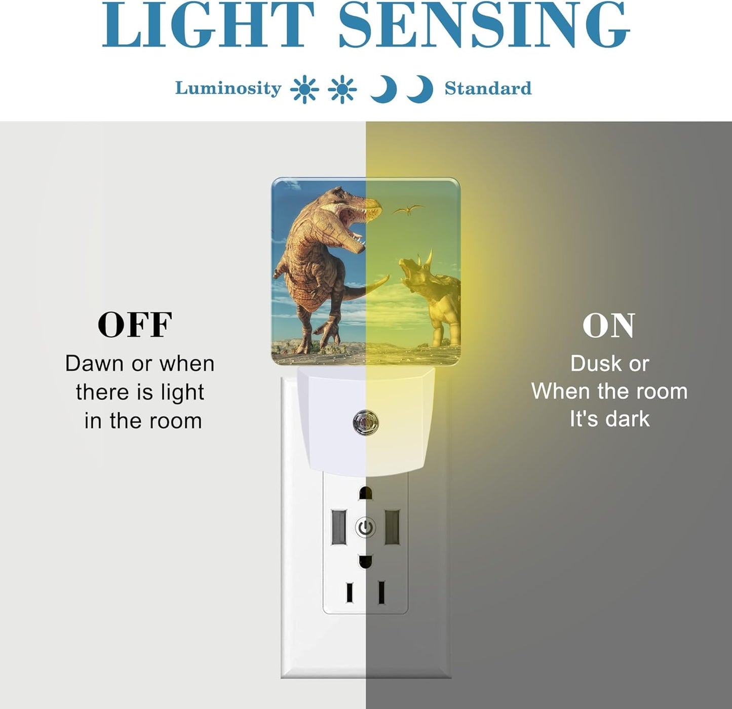 3D Dinosaur World Night Light for Kids, LED Night Light Plug into Wall with Dusk to Dawn Sensor for Girls Boys Women Men Room Decor, Hallway, Kitchen, Bathroom, Nursery, Stairs