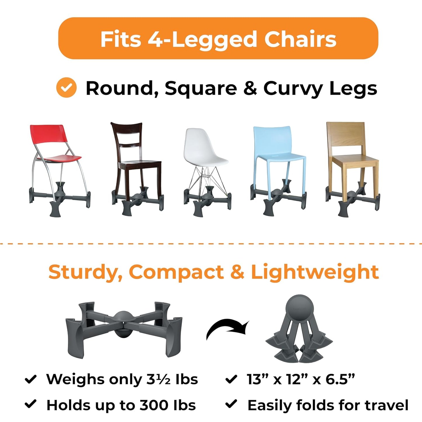 KABOOST Booster Seat for Kitchen Chair, Charcoal - Goes Under The Chair - Portable Booster for Toddlers and Grown Ups
