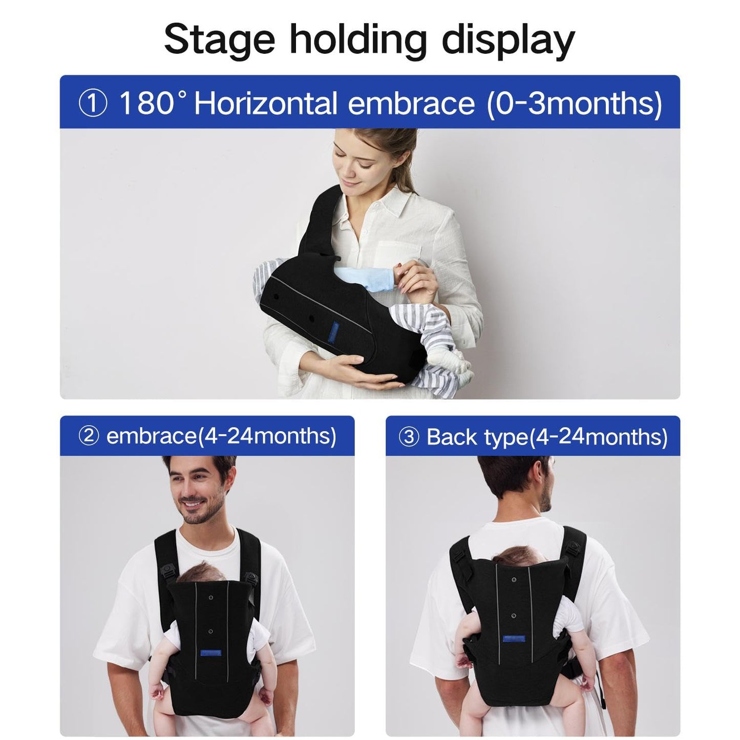 Baby Carrier, Baby Carrier Newborn to Toddler, Ergonomic Newborn Carrier, Easily Adjustable Toddler Carrier, Lightweight Infant Carrier (Cloth,Black)