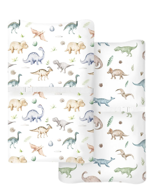 Changing Pad Cover for Baby Boys Girls 2 Pack, Fits Standard 32”×16” Changing Table Pads, Silky Breathable Stretch Knit, Machine Washable (Dino Pals)