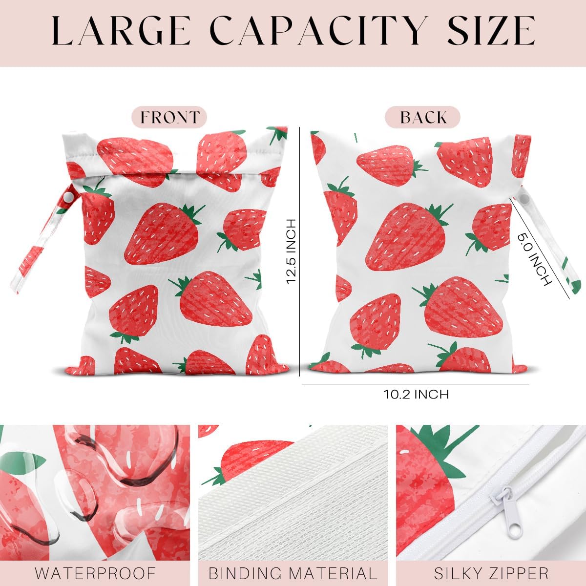 4 Pack Wet Bag for Swimsuit, Beach Travel Essentials Wet Dry Bag, for Sunscreen Toiletry Dirty Clothes Yoga Gym Diaper, Friend Summer Beach Vacation Gifts. Fruit Series