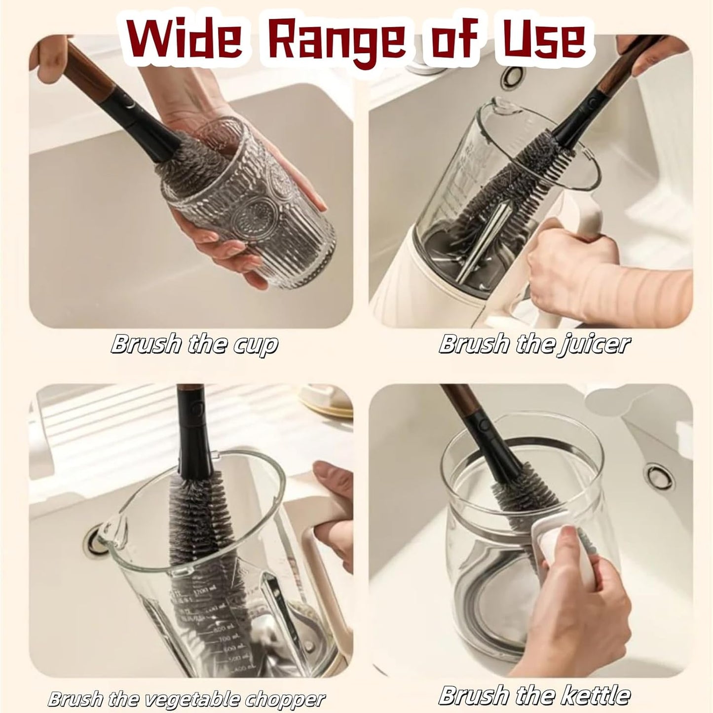 2 in 1 Cleaning Brush, Detachable Dual-Head Brush for Blender Cleaning Brush, Fruit Juicer Machine Clean Brush, Flexible Bendable Cup & Bottles Brush for Kitchen Appliances