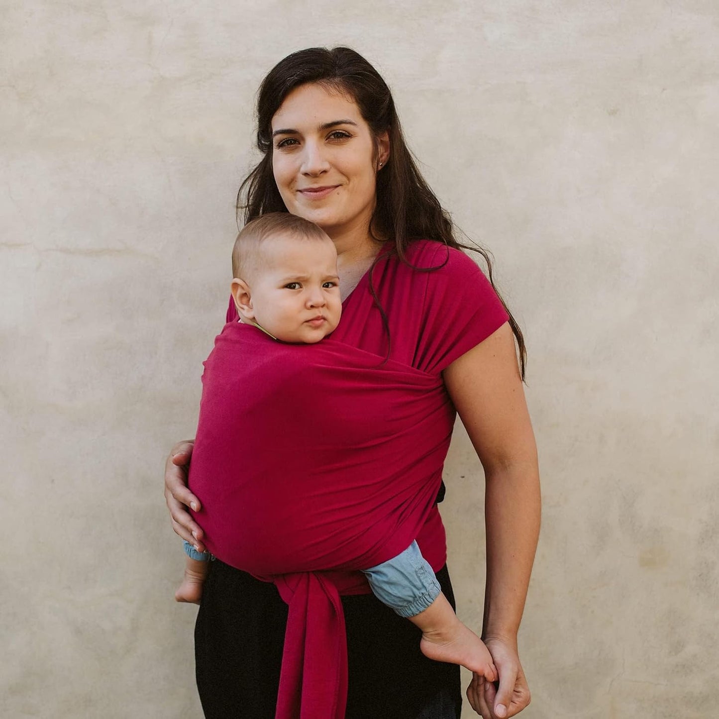 Boba Baby Wrap Carrier - Original Baby Carrier Wrap Sling for Newborns - Baby Wearing Essentials - Newborn Wrap Swaddle Holder, Newborn to Toddler Infant Sling (Sangria)