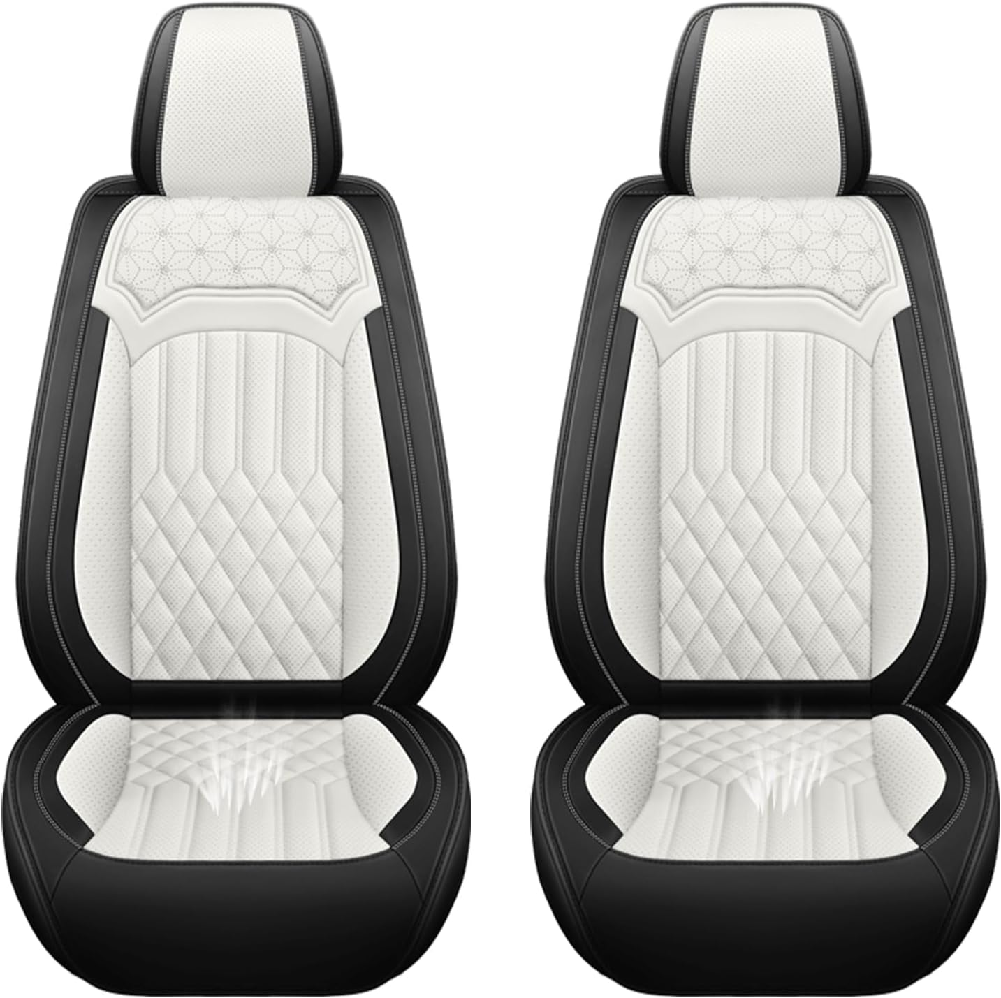 Car Seat Covers for Chevy Impala Limited 2014-2016 napa Leather Seat Covers, Waterproof Non-Slip Car Seat Protectors, Comfortable Seat Cover Adaptive Airbags（Black+White, 2 PCS Front）