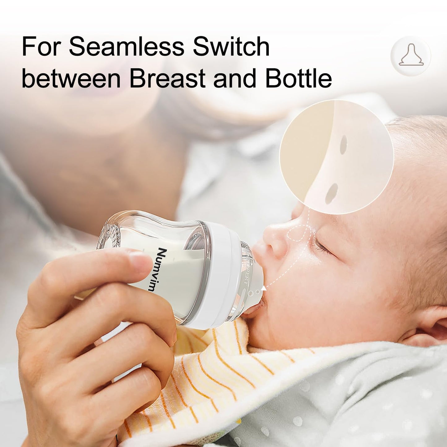 Natural Glass Baby Bottles Gentle & Extra Slow Flow, Newborn Breastfeeding Bottle with Anti Colic Nipple for 0 Months Babies, 3 Packs (Brown (8 Ounce), 1 Count (Pack of 3))