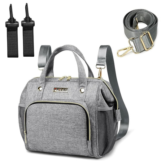 Small Diaper Bag Backpack, Crossbody Diaper Bags for Toddler, Waterproof Multi-Function Newborn Baby Stylish Mini Tote Maternity Bags Travel Backpacks with Insulated Pockets (Gray)