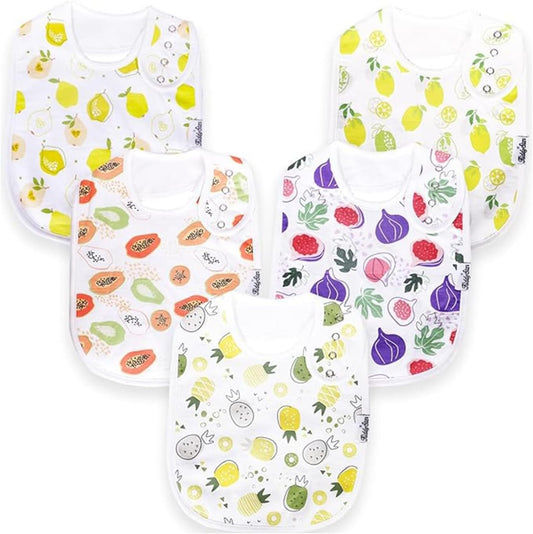 Organic Cotton Baby Bibs for Boys & Girls – Soft, Absorbent Teething & Drool Bibs - Adjustable Snaps for Toddlers