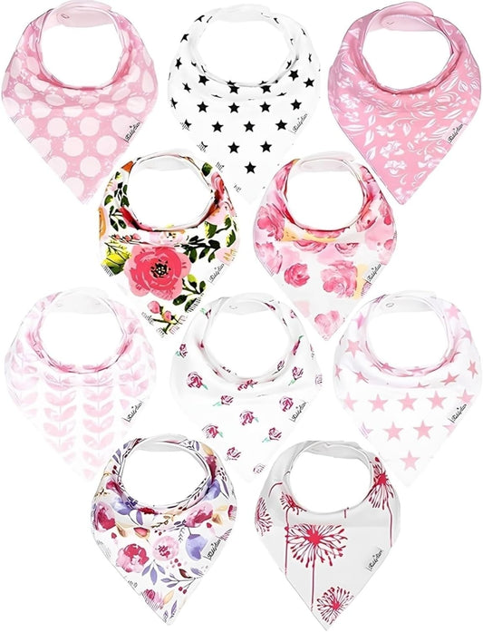 Organic Cotton Baby Bibs for Boys & Girls – Soft, Absorbent Teething & Drool Bibs - Adjustable Snaps for Toddlers
