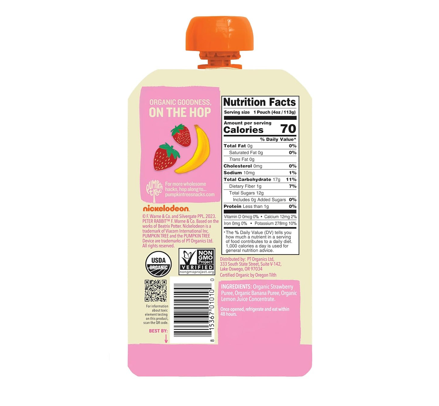 Peter Rabbit Organics Fruit Flavors Variety Pack - Squeezable Snack Pouches 4 oz. (Pack of 18)