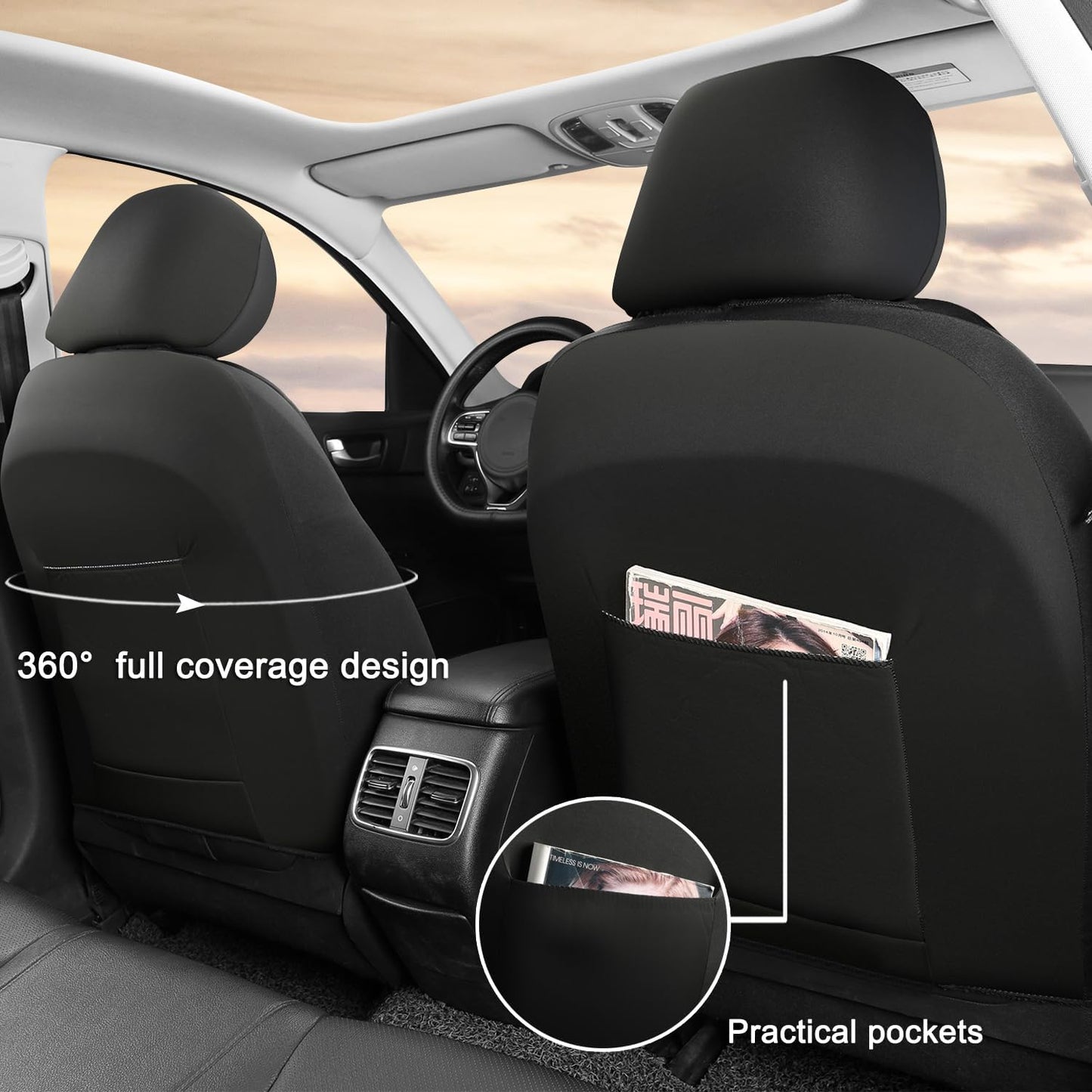 GIANT PANDA Front Car Seat Cover for Kia, Leather Bucket Seat Protectors Waterproof, Custom Fit Kia Sorento Sportage Forte Telluride K5 Seltos Soul Optima Carnival (2-Pack Beige)