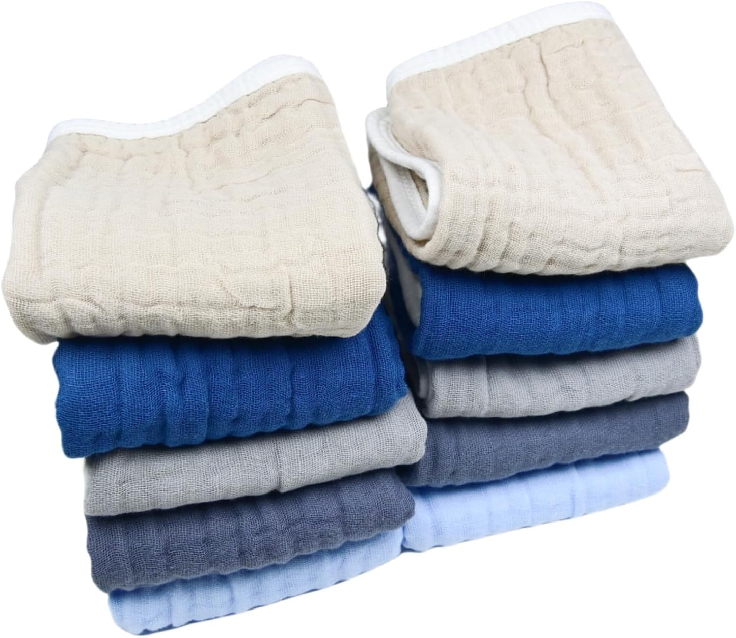 Synrroe Burp Cloths Large, Muslin Burp Cloths for Baby Girls and Boys, Pack of 10 Extra Absorbent and Soft Muslin, 6 Layers 20 by 10 Inches 100% Cotton (Mix 10 Pack)