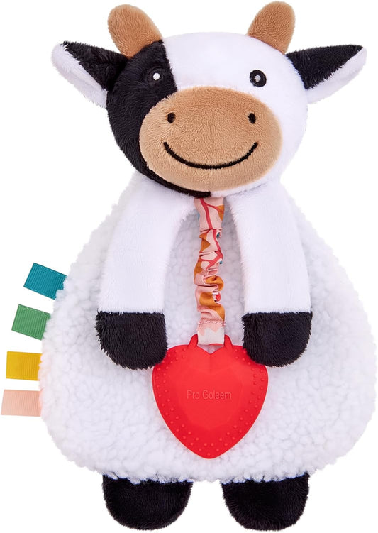 Pro Goleem Cow Loveys for Babies Girl and Boy, Baby Lovey with Teether, Baby Toys 0 3 6 9 12 Months, Safety Teething Toys for Babies Infant Newborn and Toddler Baby Gifts