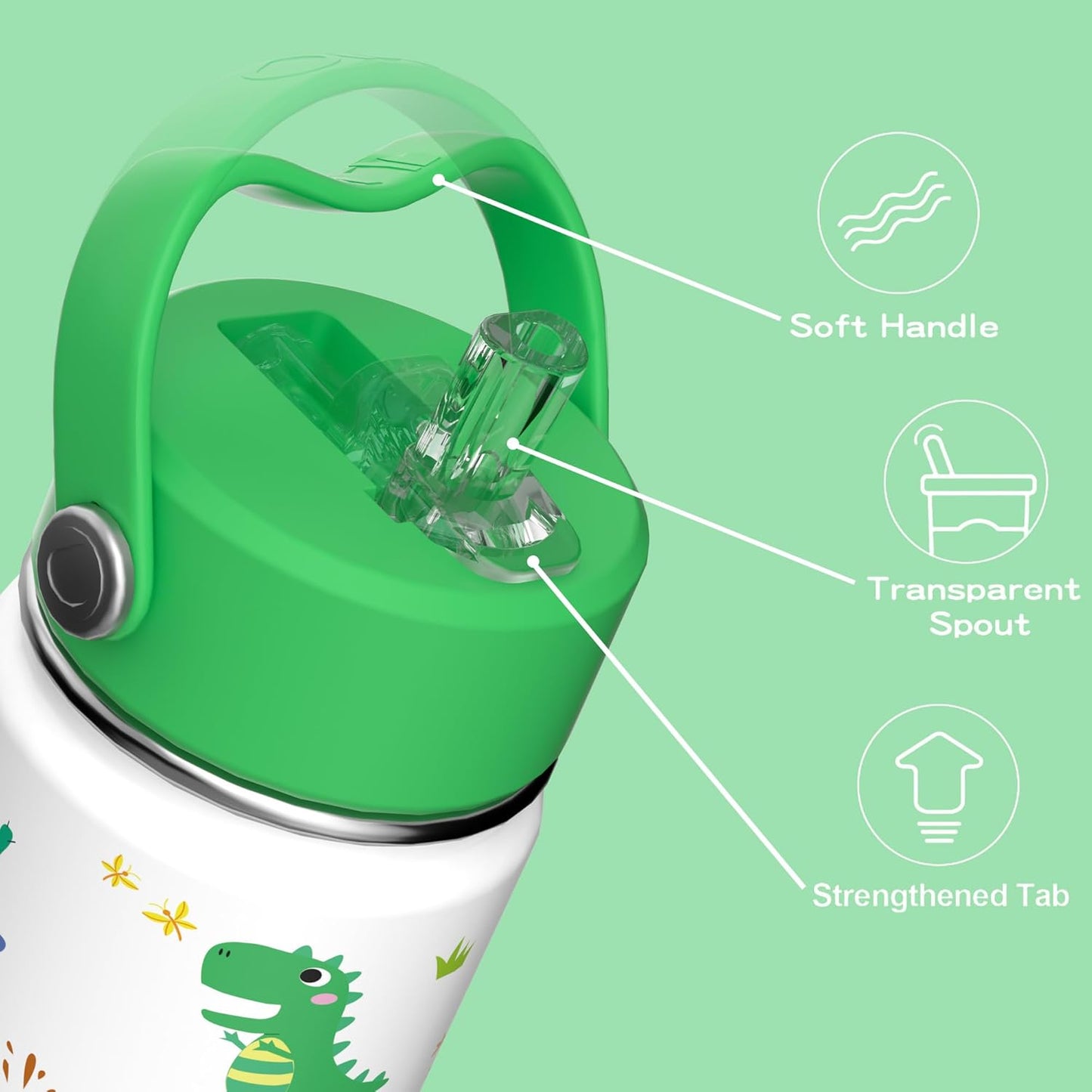 OISIZ Kids Water Bottle with Straw Lid 10oz, Vacuum Insulated 316 Stainless Steel Water Bottles for Kids for School, Leakproof Water Bottle, BPA Free and Keep Cold for 24 Hours