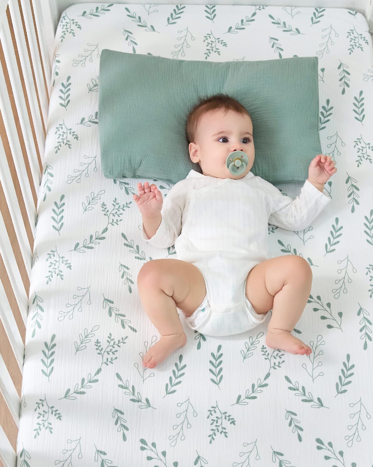 JELLYMONI Muslin Crib Sheets for Girl Boy, 2 Pack 100% Cotton Baby Fitted Crib Sheets for 52''x28'' Standard Crib Mattress, Soft Muslin Cotton Baby Sheet