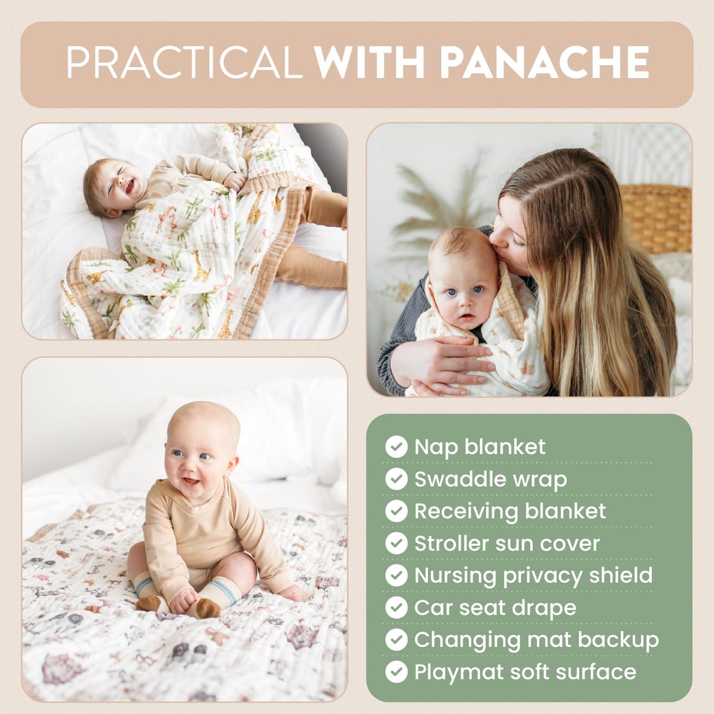 Organic Cotton Muslin Baby Blanket for Boys & Girls - Luxurious Soft Toddler Quilt for Swaddling - Gender Neutral Blanket - Baby and Toddler Gift - Neutral Dot