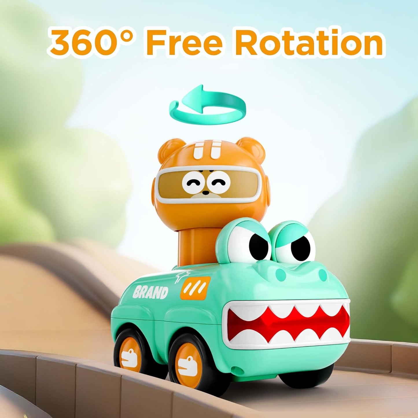 iPlay, iLearn Press to Go Animal Car Toys for Toddlers 1-3, Baby Push Go Friction Racing Cars Toy, 3pcs Infant Play Vehicle Set for 12 18 24 Month, 1st Birthday Gifts for 1 2 3 Year Old Boy Girl Child