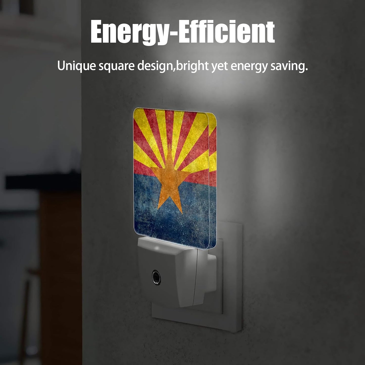 Arizona Flag Night Light, The 48th State Plug into Wall with Dusk to Dawn Light Sensors,Warm Nightlights for Bedroom, Bathroom, Hallway, Kitchen, Gifts Ideal for Boys Girls Women Men