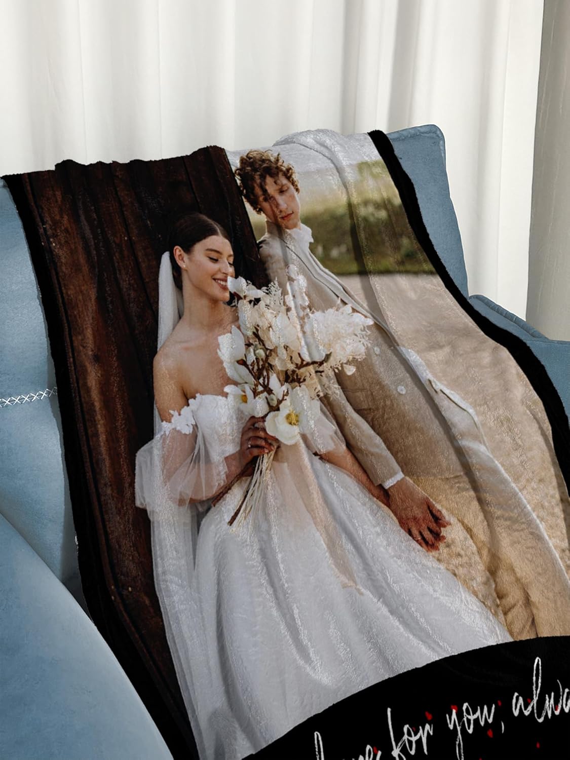 Personalized Blanket with Photo Text Custom Throw Blanket Customized Picture Blankets Personalized Gift Flannel Blanket for Birthday Gifts Valentines Day Gift, 50 * 60in