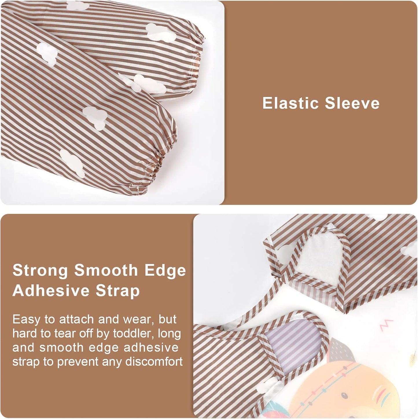 Accmor Long Sleeve Baby Bibs, Waterproof Sleeved Bibs Smock for Toddler Baby Girls Boys Eating Feeding