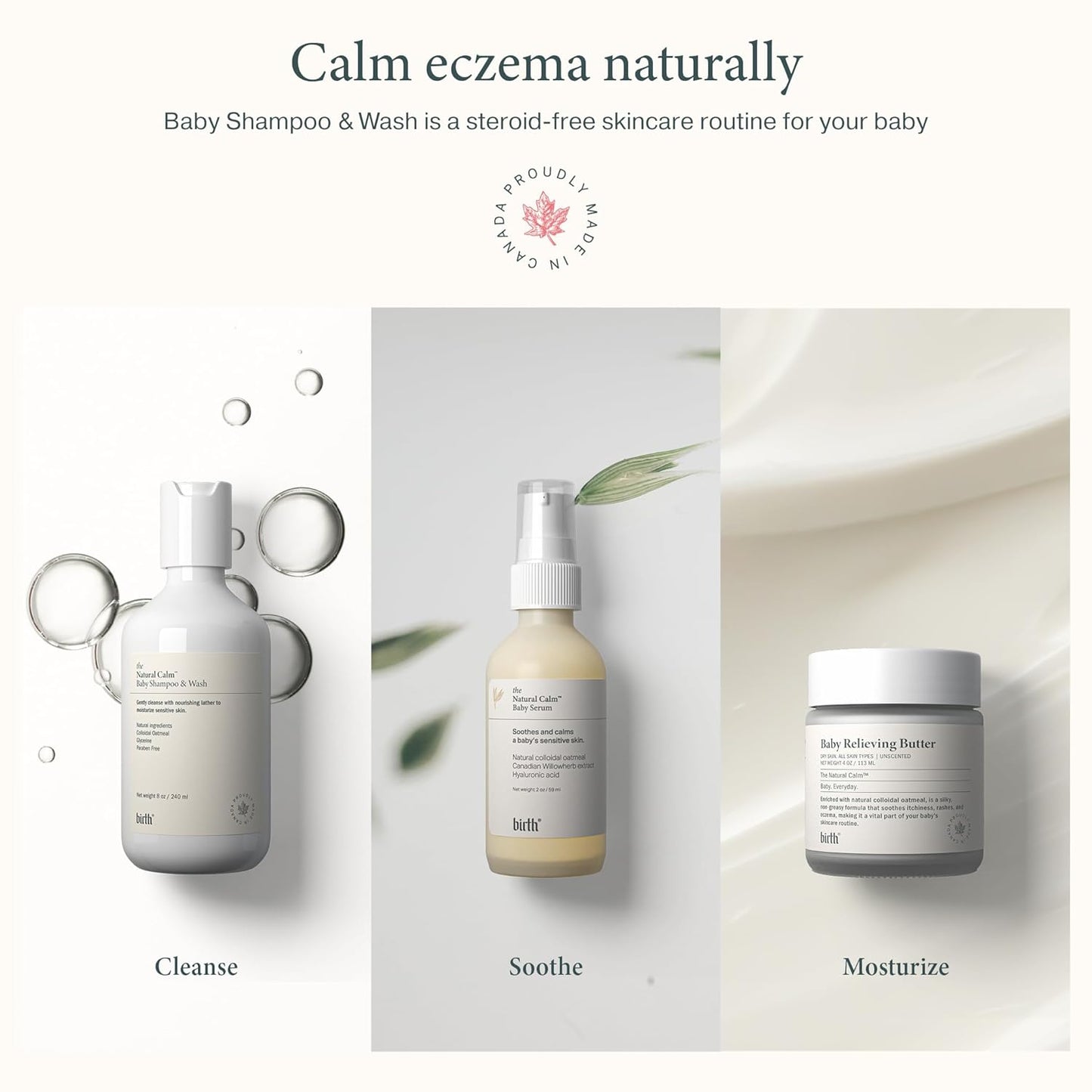 BIRTH SKINCARE Baby Shampoo & Wash - 2-in-1 Gentle Cleansing Aloe Vera & Colloidal Oatmeal Formula for Babies - Soothing, PH-Balanced Baby Body Wash - Free of Parabens, 8oz/ 240ml