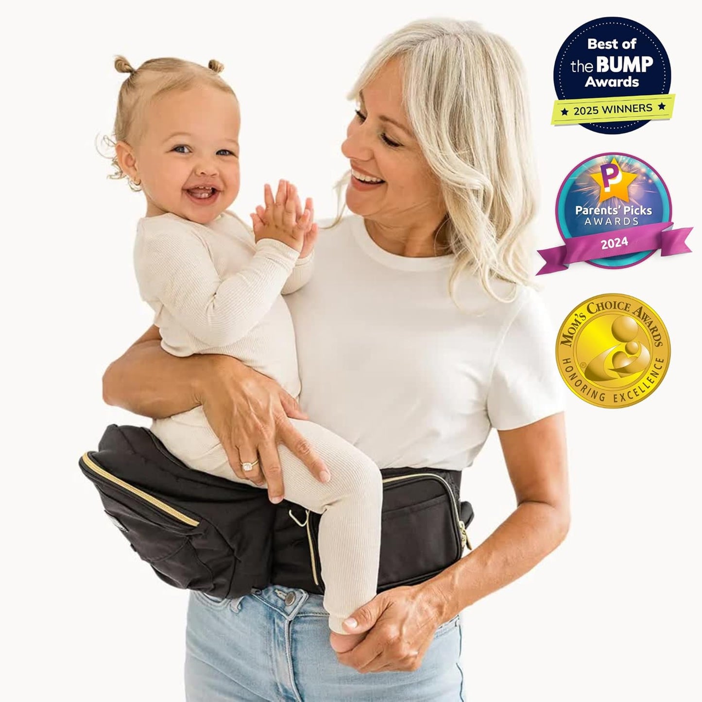 Tushbaby The Original Premium Quality Hip Seat Carrier – Safety-Certified Baby & Toddler Carrier with Secure Safety Buckles, No-Flimsy-Foam Design, Storage Pockets & Nursing Pillow. 0–3 yrs