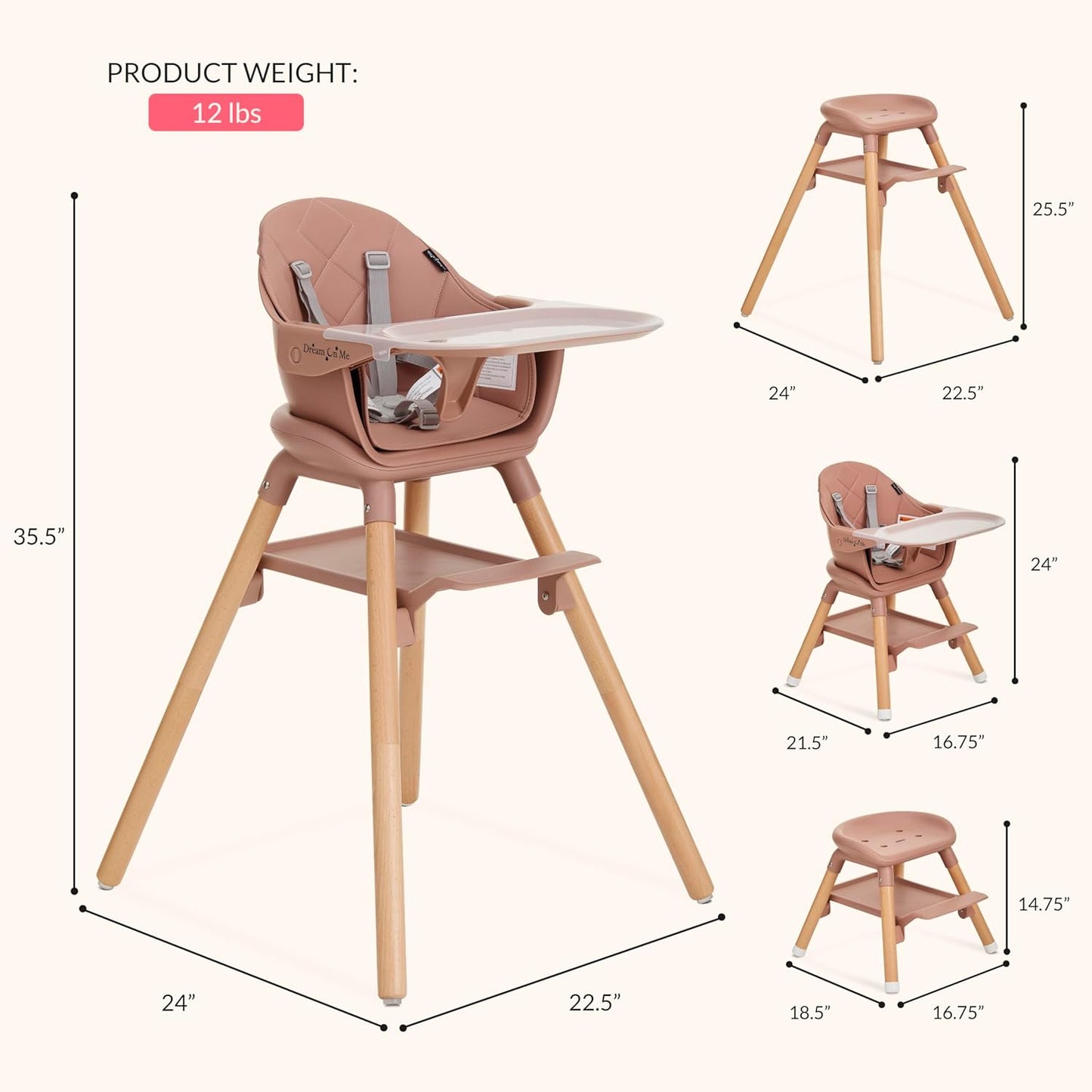 Dream On Me NibbleNest 3-in-1 Highchair