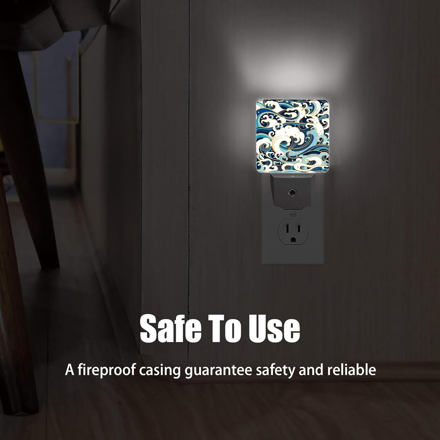 Vintage Sea Waves Dusk to Dawn Night Light, Auto Sensor Lamp Home Indoor Stairway Kitchen Corridor, Night Lights Plug into Wall Decor, Boys Girls Women Men Room Gifts