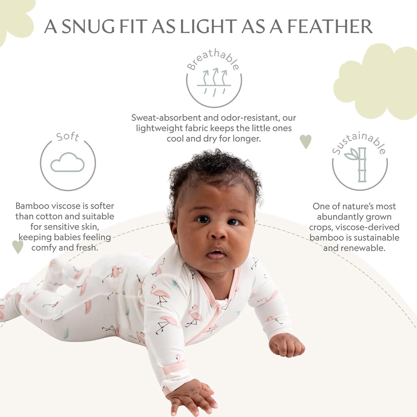 Bamboo Little Soft Baby Footie Pajamas, Baby Clothes, Newborn Sleepers, 95% Viscose and 5% Spandex, 0-24 Months