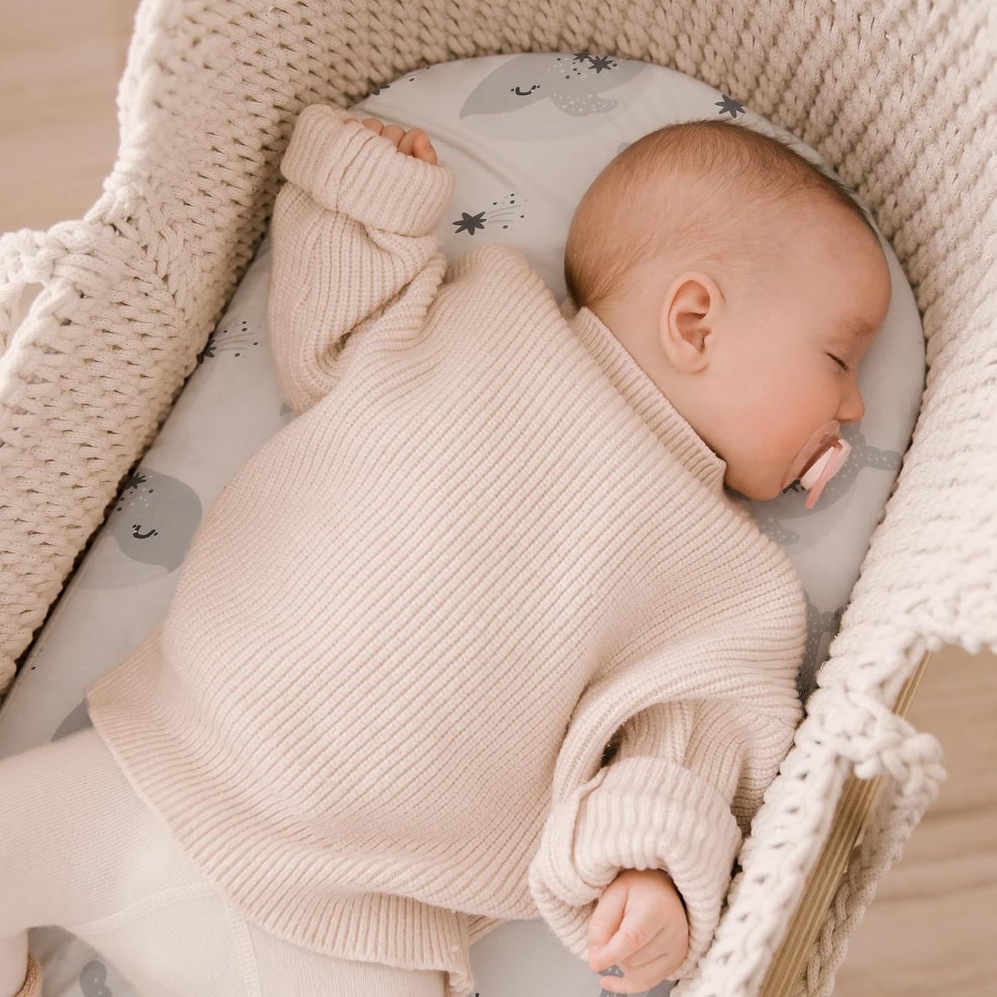 Yoofoss Bassinet Sheets for Baby,3-Pack Fitted Bassinet Sheets Set Compatible with Halo Bassinest Swivel Sleeper,Baby Delight,Angelbliss,Soft Breathable Bassinet Mattress Sheets (Blue+Seahorse)