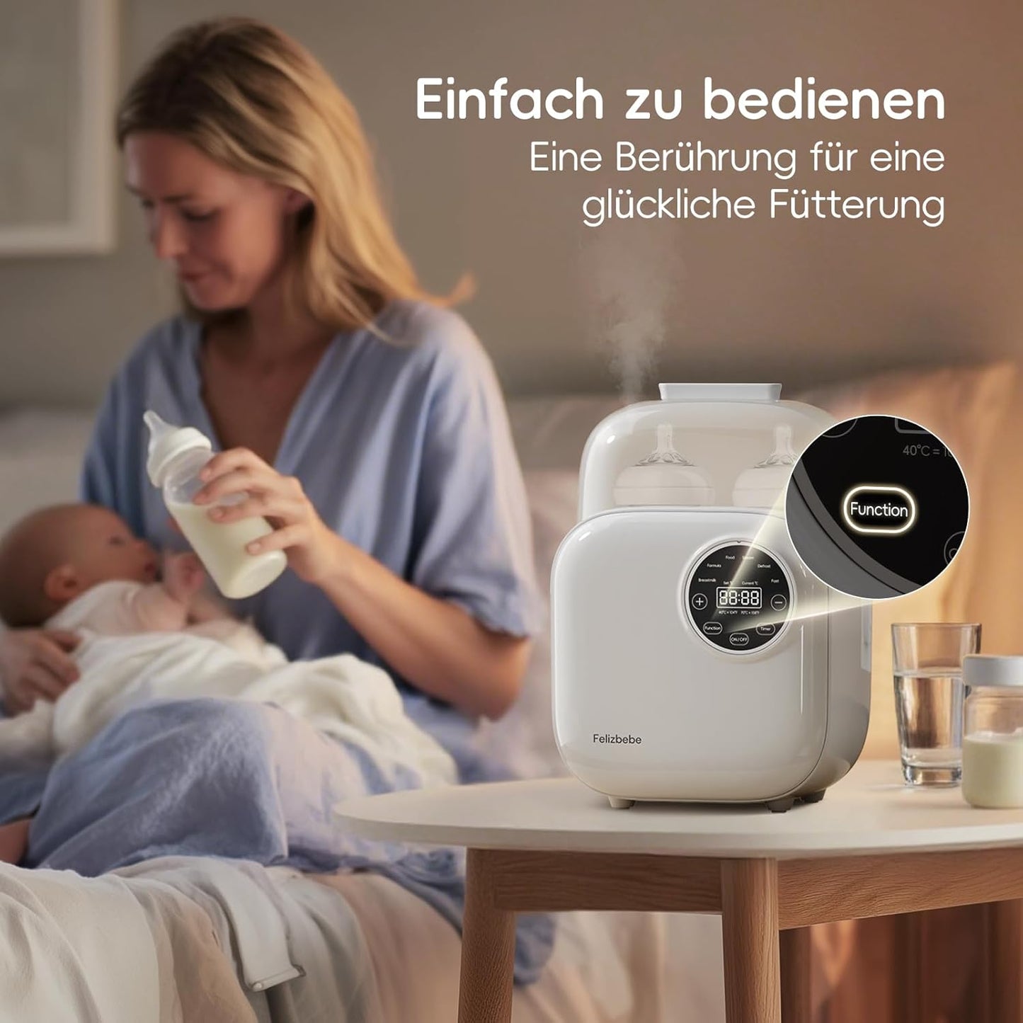 Baby Bottle Warmer, Felizbebe 10-in-1 Double Bottle Warmer for Breastmilk or Formula, Breast Milk Warmer for Baby, Accurate Temperature Control, Timer, Sterili-zing, Defrost, Heat Food, Keep Warm
